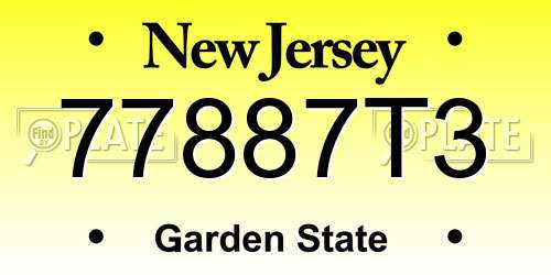 77887T3 New Jersey License Plate