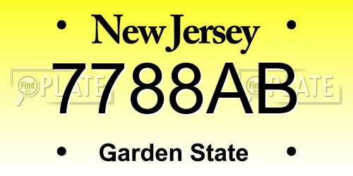 7788AB New Jersey License Plate