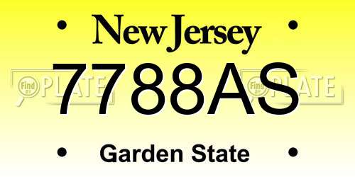 7788AS New Jersey License Plate
