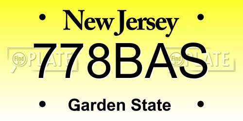 778BAS New Jersey License Plate