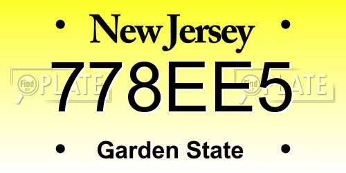 778EE5 New Jersey License Plate