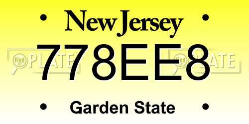 778EE8 New Jersey License Plate