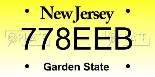 778EEB New Jersey License Plate