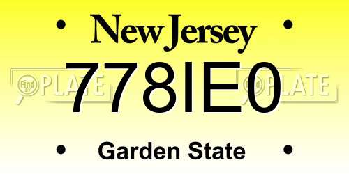778IE0 New Jersey License Plate