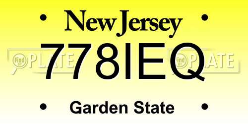 778IEQ New Jersey License Plate