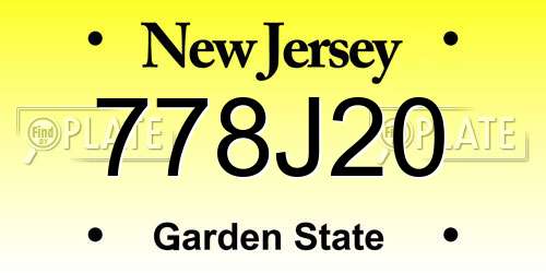 778J20 New Jersey License Plate