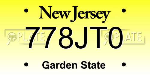 778JT0 New Jersey License Plate