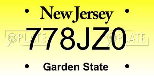778JZ0 New Jersey License Plate