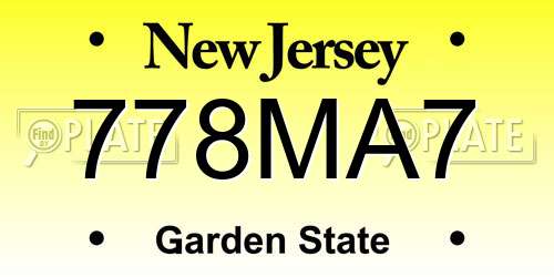 778MA7 New Jersey License Plate