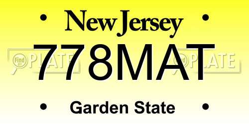 778MAT New Jersey License Plate