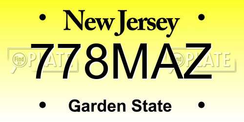 778MAZ New Jersey License Plate