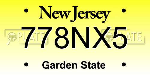 778NX5 New Jersey License Plate
