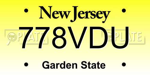 778VDU New Jersey License Plate