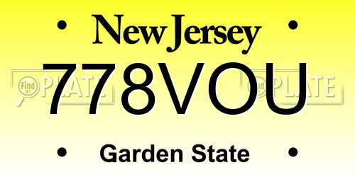 778VOU New Jersey License Plate
