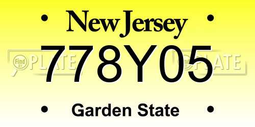 778Y05 New Jersey License Plate