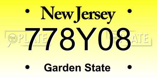 778Y08 New Jersey License Plate