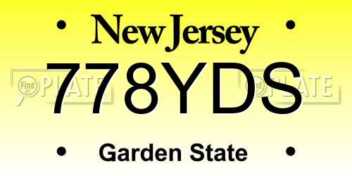 778YDS New Jersey License Plate