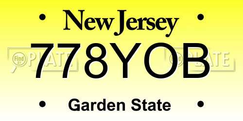 778YOB New Jersey License Plate