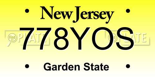778YOS New Jersey License Plate