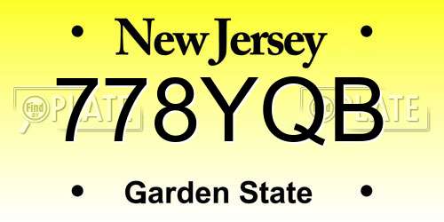 778YQB New Jersey License Plate