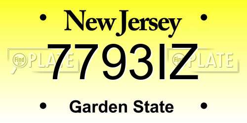 7793IZ New Jersey License Plate