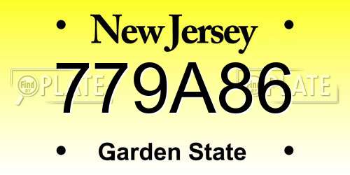 779A86 New Jersey License Plate