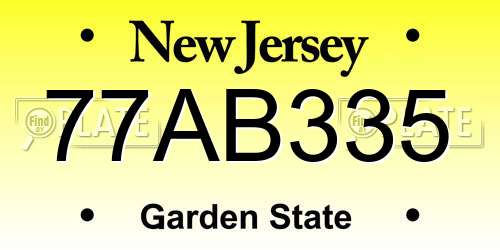77AB335 New Jersey License Plate
