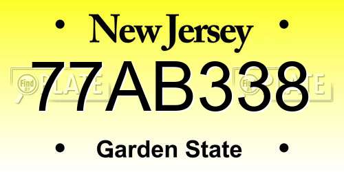 77AB338 New Jersey License Plate