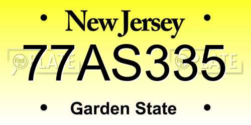 77AS335 New Jersey License Plate