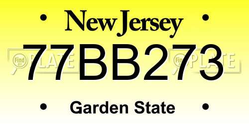 77BB273 New Jersey License Plate