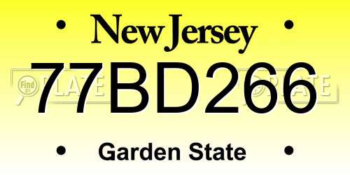 77BD266 New Jersey License Plate