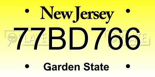 77BD766 New Jersey License Plate