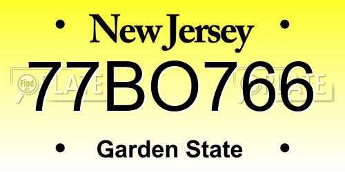 77BO766 New Jersey License Plate