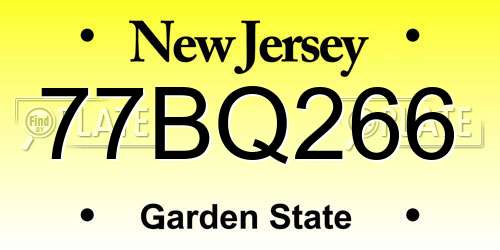 77BQ266 New Jersey License Plate
