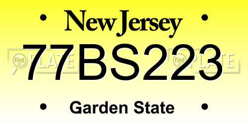 77BS223 New Jersey License Plate