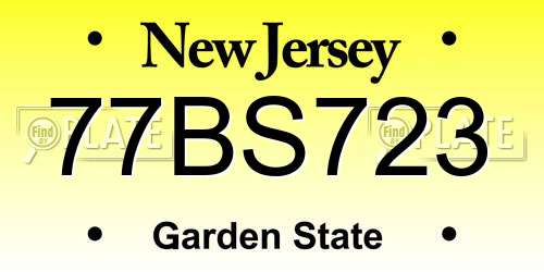 77BS723 New Jersey License Plate