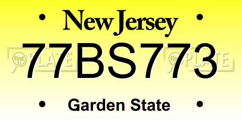 77BS773 New Jersey License Plate