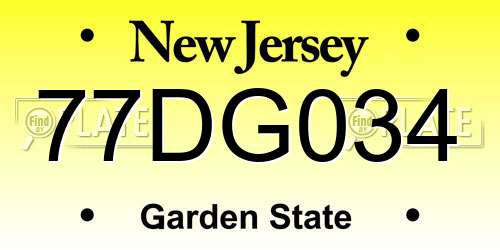 77DG034 New Jersey License Plate