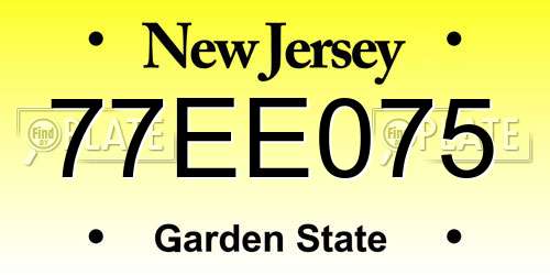 77EE075 New Jersey License Plate