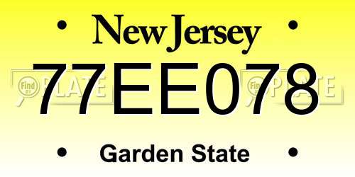 77EE078 New Jersey License Plate