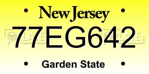 77EG642 New Jersey License Plate