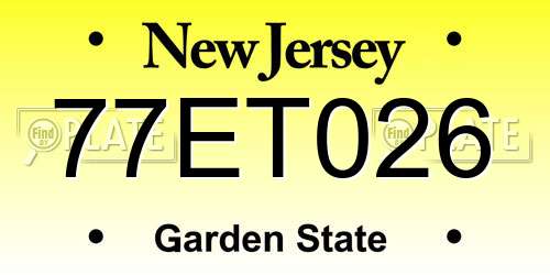 77ET026 New Jersey License Plate