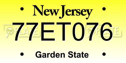 77ET076 New Jersey License Plate