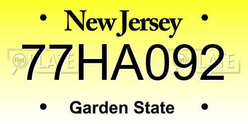 77HA092 New Jersey License Plate