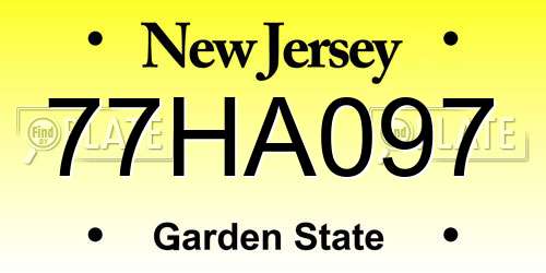 77HA097 New Jersey License Plate