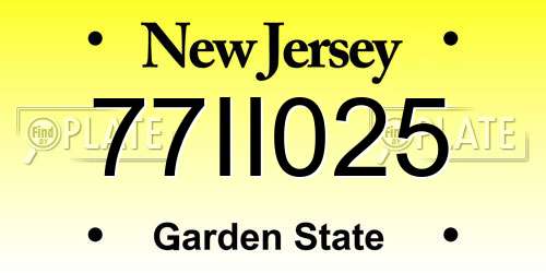 77II025 New Jersey License Plate