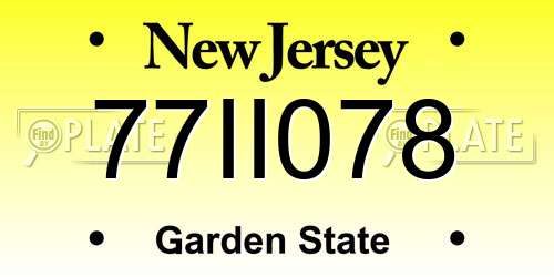 77II078 New Jersey License Plate