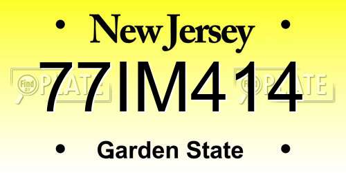 77IM414 New Jersey License Plate