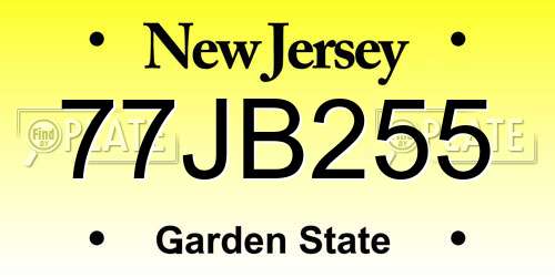 77JB255 New Jersey License Plate