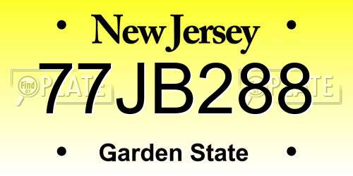 77JB288 New Jersey License Plate